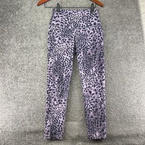 Leg End Active Pull On Pants Leggings Pink Black Womens S Cheetah Leopard Pocket